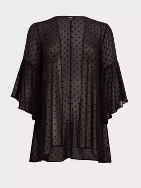 Torrid EUC size 3 Black polk a dot chiffon kimono